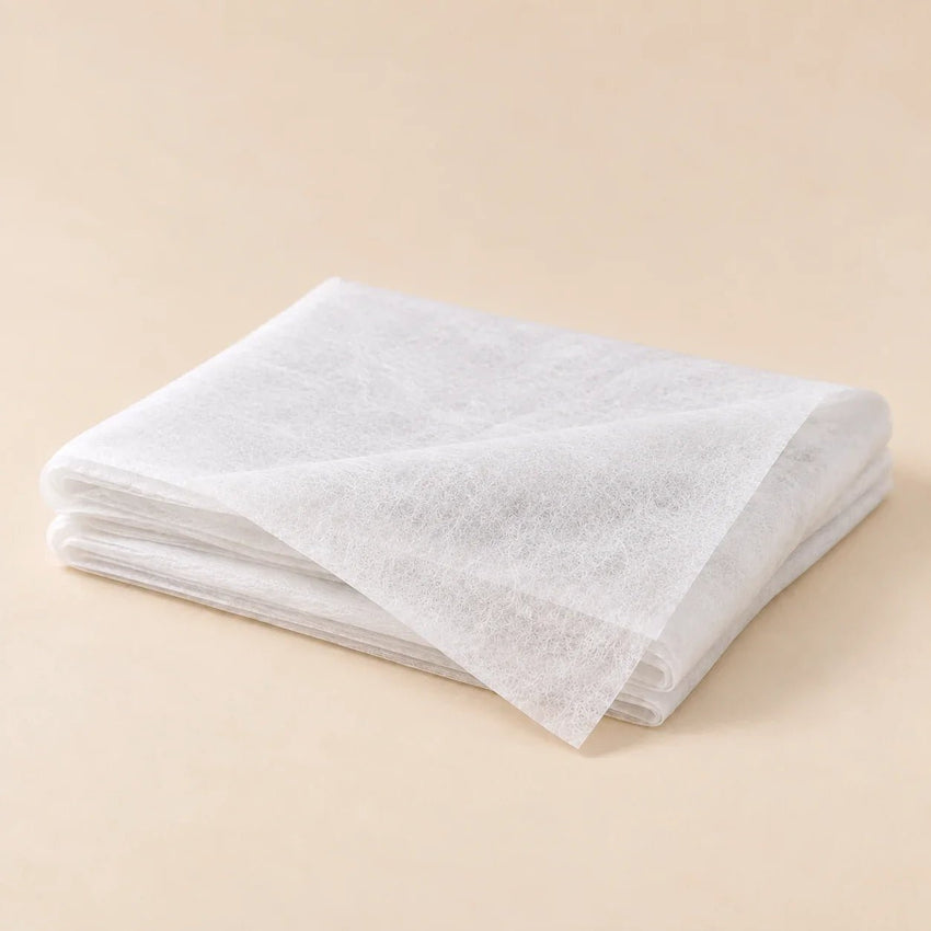 Opgevouwen wit vliesdoek 30 g/m² – ademend winterdoek (vriesdoek) tegen vorst voor olijfboom, palm en kuipplanten